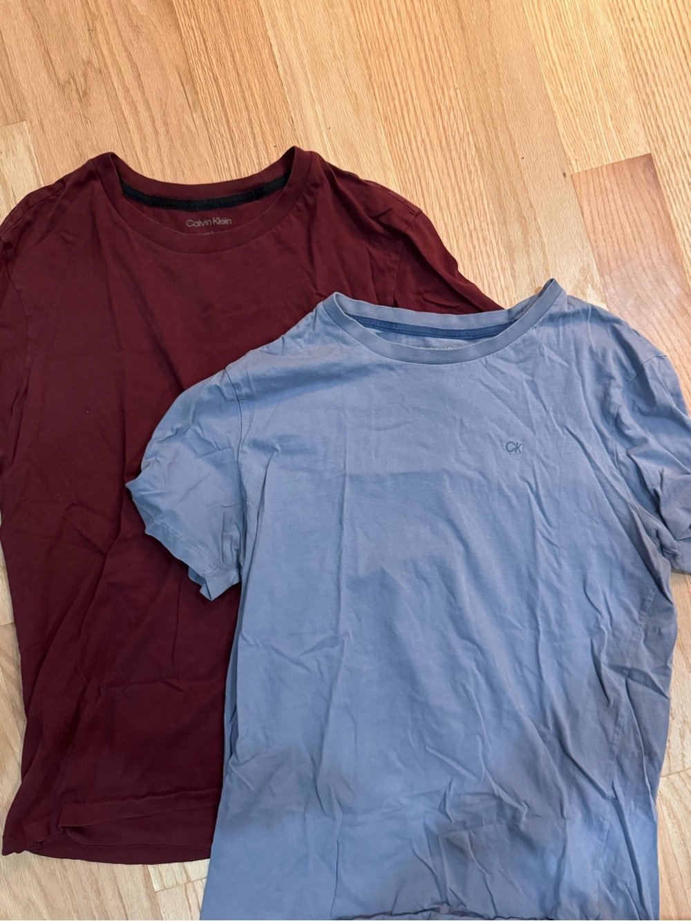 Calvin Klein Crew Neck Tees - Burgundy & Light Blue